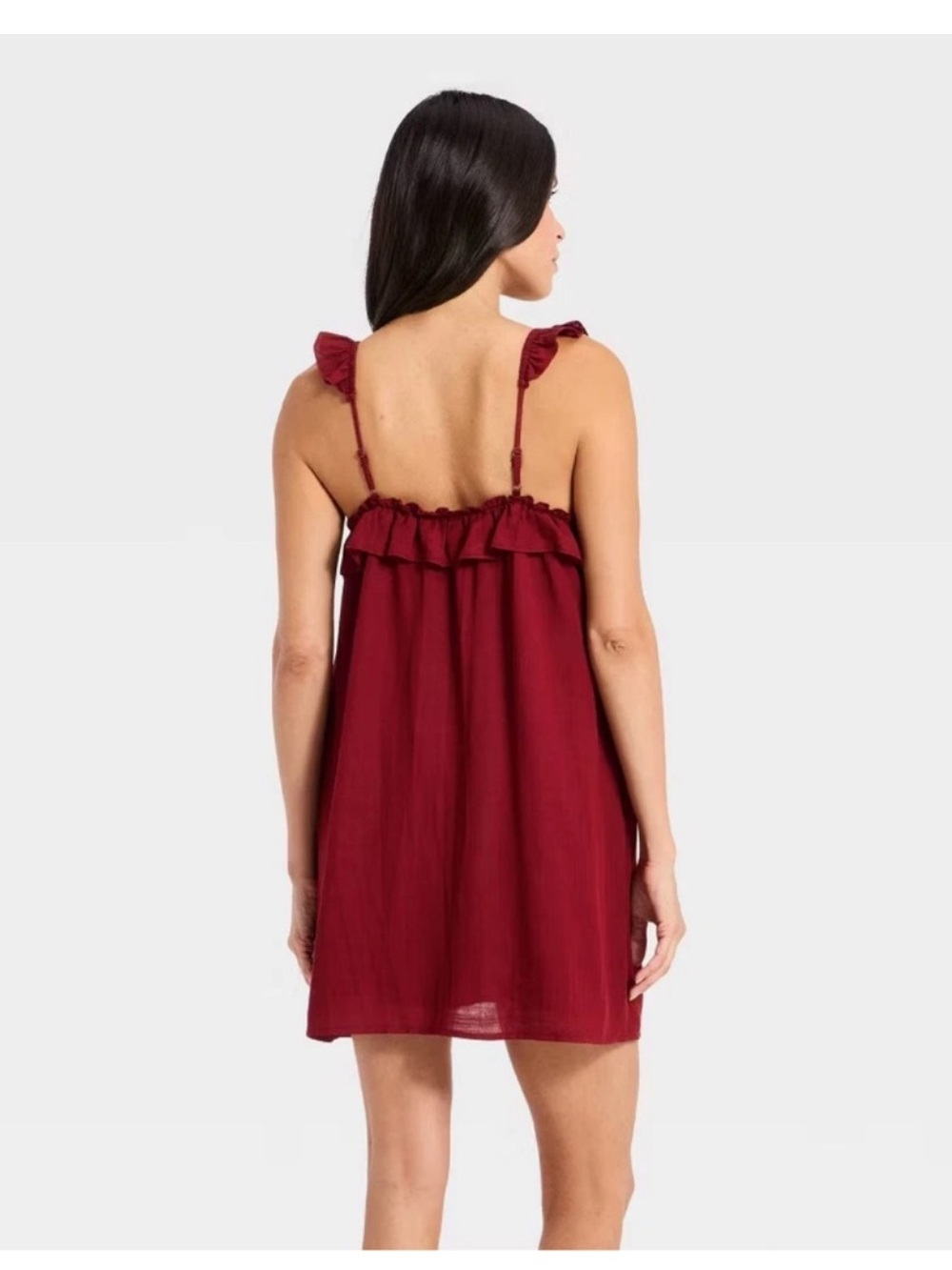 NWT Universal Thread cami ruffle A-line dress in Maroon - Picture 4 of 8